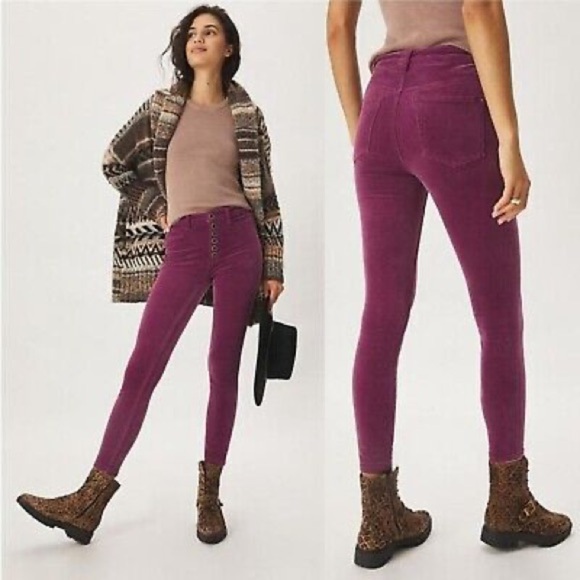 Pilcro Pants - Anthropologie Pilcro Purple High-Rise Skinny Corduroy Pants Jeans Size 30